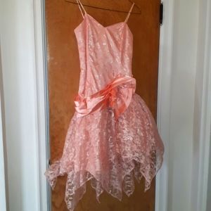 True 80s Vintage Peach Dress sz small